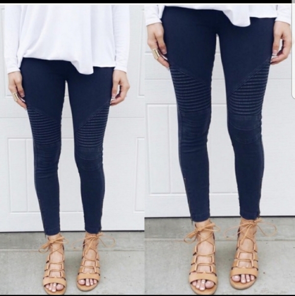 RELISTED LAST 1! Black moto biker jean leggings - Picture 5 of 8